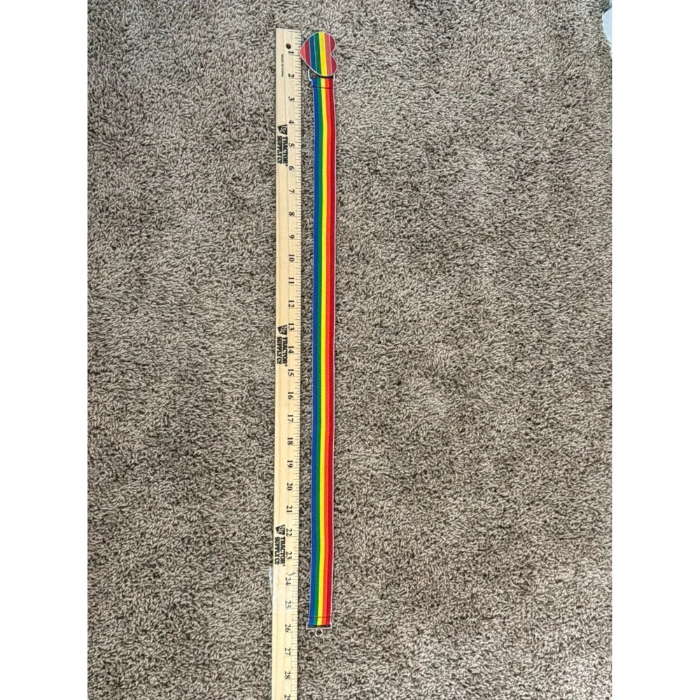 Vintage 1980s Jordache Rainbow Elastic Belt Heart Buckle Striped Multi Color 12